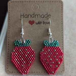 Strawberry Handmade Beaded Earrings